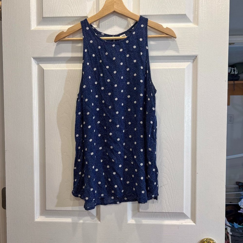 Old Navy Blue Polka Dot Swing Top for Women Size M